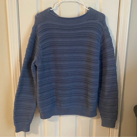 Vince womens steel blue chunky knit sweater - Picture 4 of 5